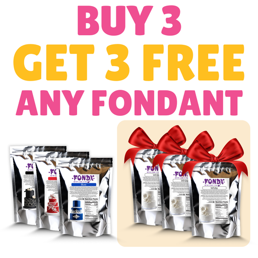 Buy 3 Get 3 FREE Rolled Fondant Icing from FondX for covering cakes and cake decorating from CaljavaOnline.