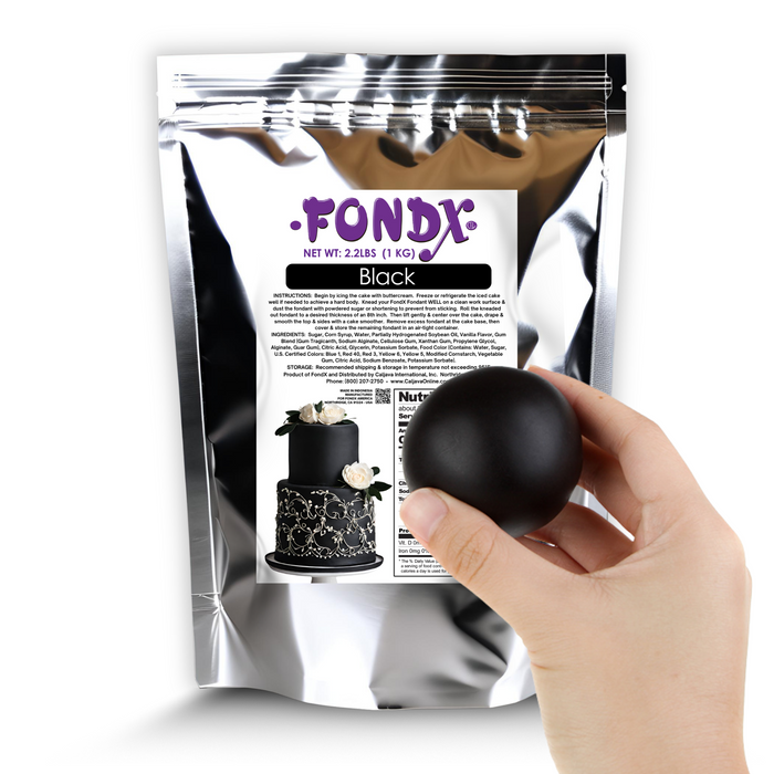 Black Rolled Fondant Icing from FondX for covering cakes and cake decorating from CaljavaOnline. 2.2 lbs