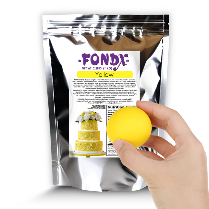Yellow Rolled Fondant Icing from FondX for covering cakes and cake decorating from CaljavaOnline. 2.2 lbs