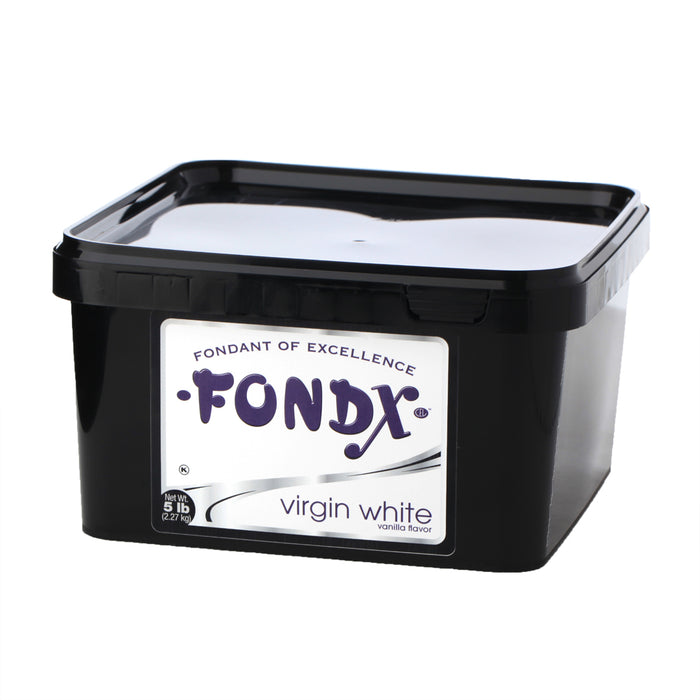 Tiered cake covered with FondX Virgin White rolled fondant for clean professional results. Wholesale wedding cake supply at Caljava