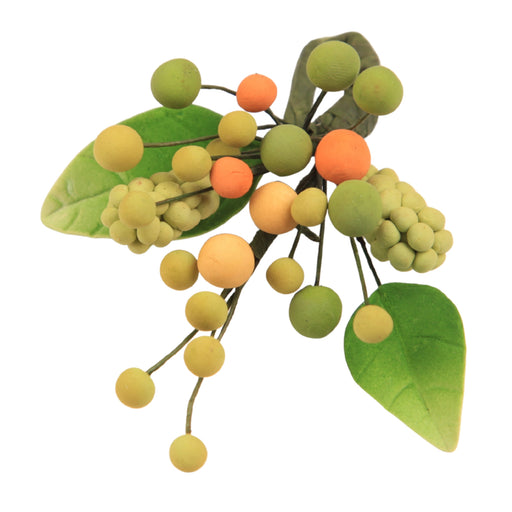 Handmade green wild berry gum paste cake toppers for professional decorators. Prewired, ready to use, perfect for wedding and summer cakes.