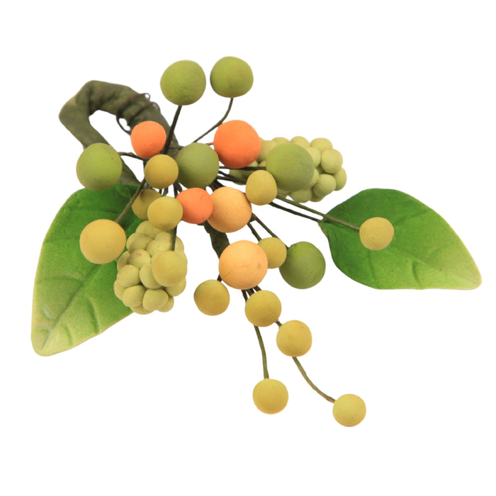 Green wild berry bunches handmade from gum paste. Ready-to-use cake toppers for professional cake decorators and wedding cake designs.