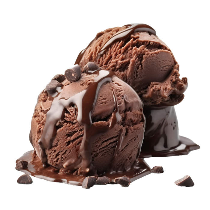 Freshly churned fudge brownie ice cream flavored with LorAnn Fudge Brownie Flavor Fountain in a container.