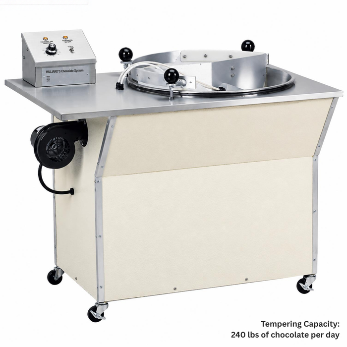 Hilliard's Chocolate Tempering Melter for Commercial Business 240 lbs per day tempering capacity