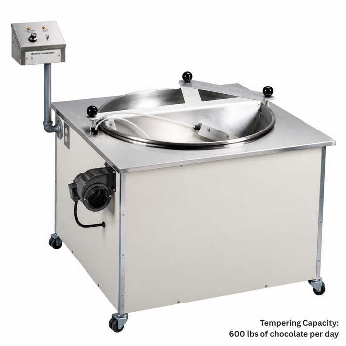 Hilliard's Chocolate Tempering Melter for Commercial Business 600 lbs per day tempering capacity