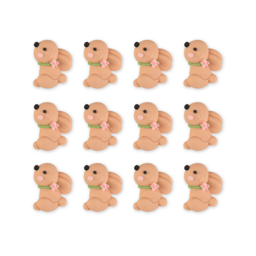 Mini bunny edible royal icing toppers for Easter chocolates, cookies, cupcakes, and spring dessert decorating