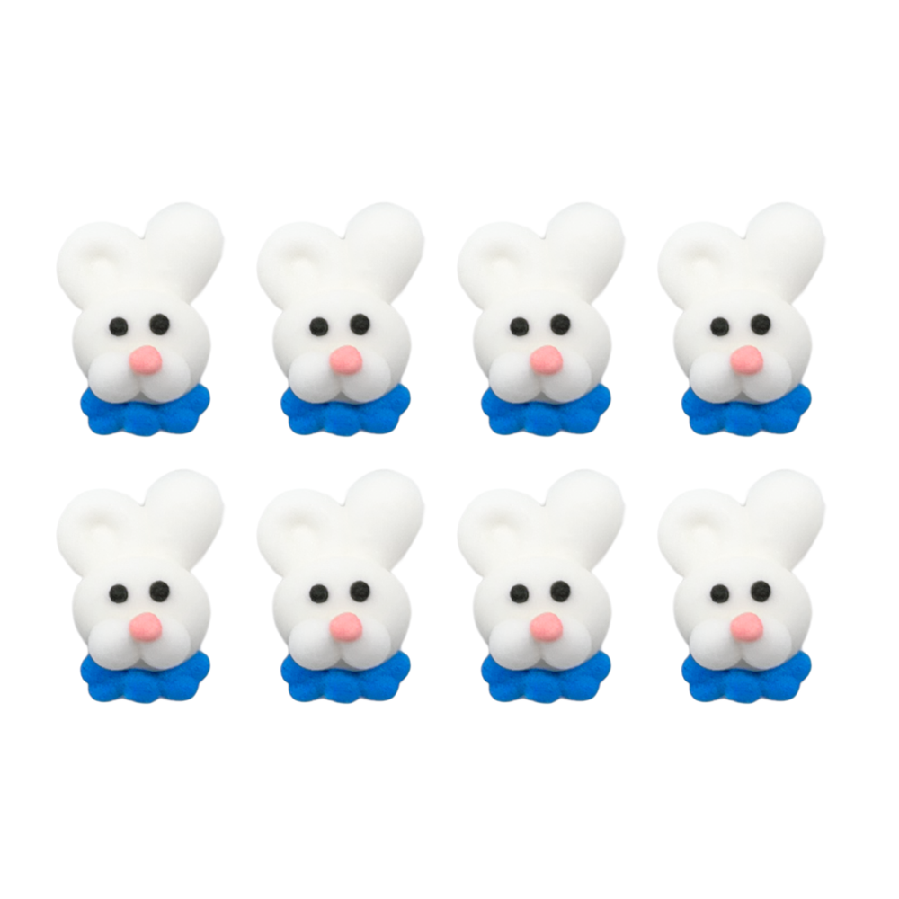Mini white bunny with bow tie royal icing decorations for Easter candy, chocolates, cookies, cupcakes, and spring cake toppers, 176 pieces kosher