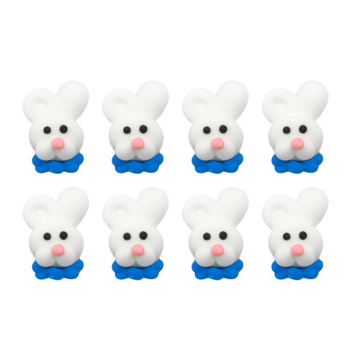 Mini white bunny with bow tie royal icing decorations for Easter candy, chocolates, cookies, cupcakes, and spring cake toppers, 176 pieces kosher
