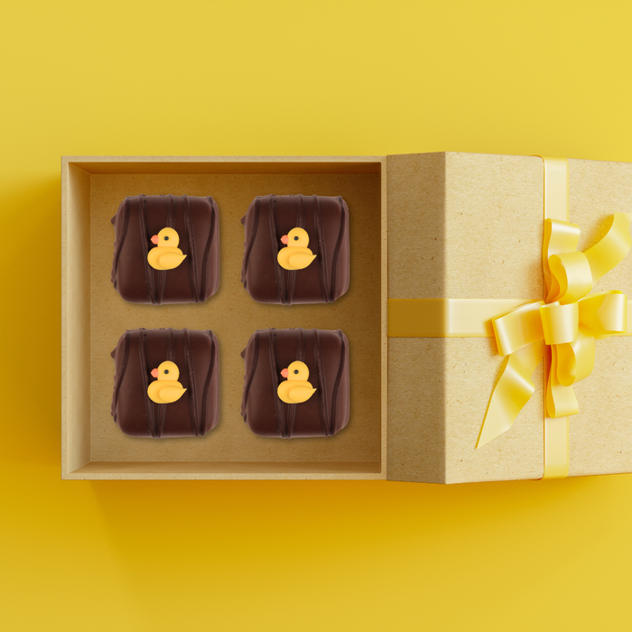 Handcrafted ducky royal icing edible decorations for chocolates, cupcakes, cakes, cookies, and candy making by caljava