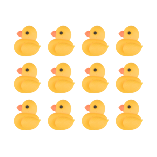 Mini ducky royal icing decorations for desserts, chocolate covered treats, cupcakes, and spring baking