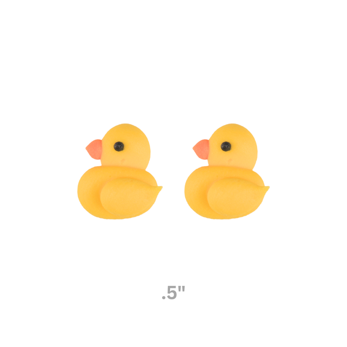 Royal icing duck decorations for chocolate covered treats, cupcakes, and themed dessert displays