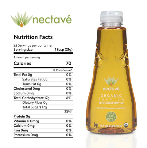 Nectave organic blue agave syrup natural sweetener for commercial bakeries, chocolate production and dessert making