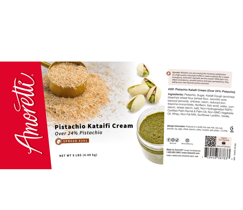 Pistachio Cream with Kataifi Filling for Dubai Chocolate Bars, Kunafa, and Baklava – Vegan, All-Natural Pastry Ingredient for Chocolatiers and Pastry Chefs by Amoretti