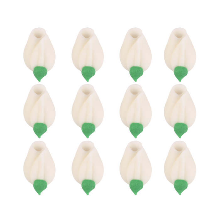 Beautiful White rosebud icing toppers for cakes chocolates cookies and cupcakes