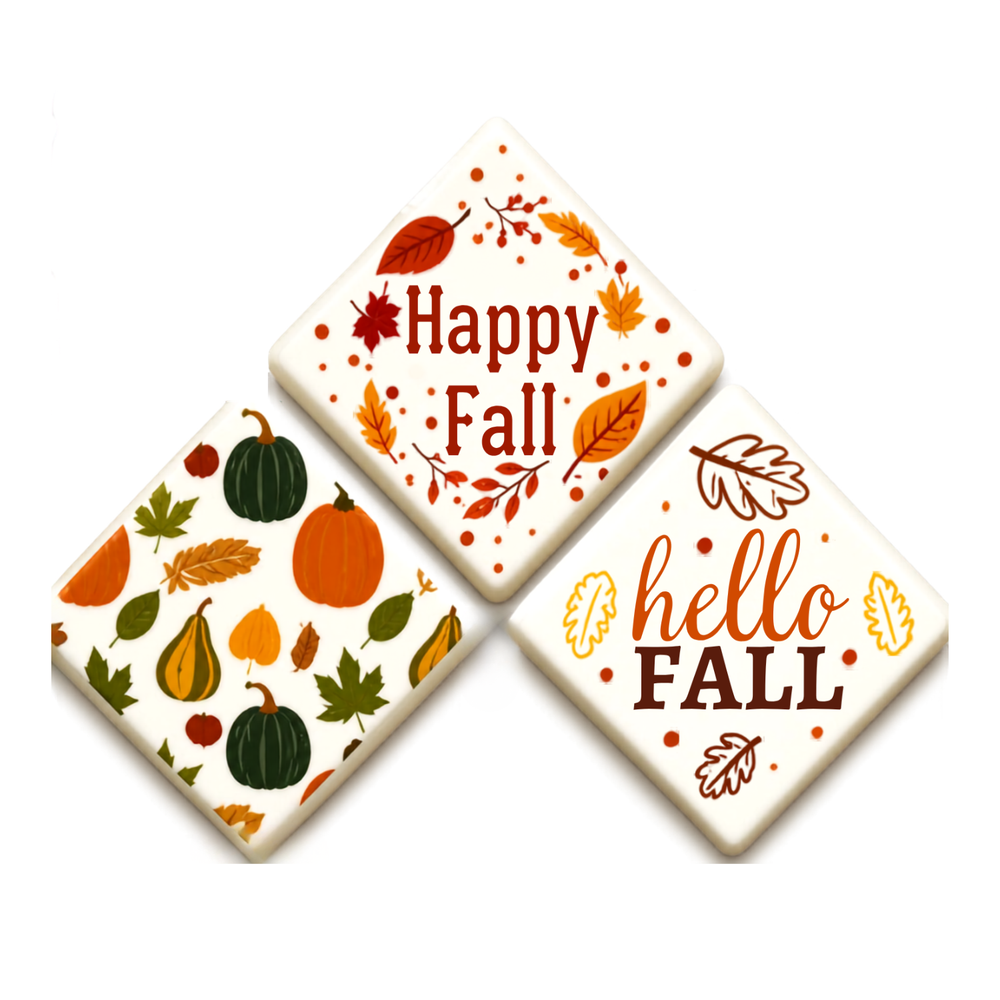 Chocolate Fall Plaque Toppers – Edible Chocolate Accents for Pastry Chefs & Catering