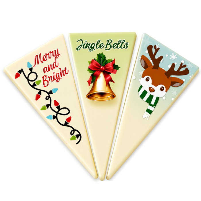 Chocolate Holiday Triangle Plaque Toppers – Edible Chocolate Accents for Pastry Chefs & Catering