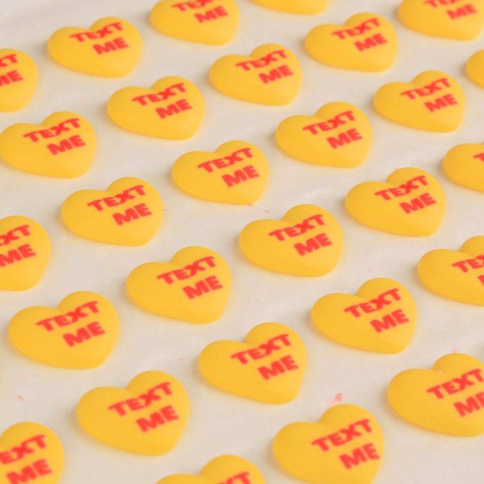 Professional-grade royal icing conversation hearts for bakeries and chocolate shops to elevate Valentine’s products
