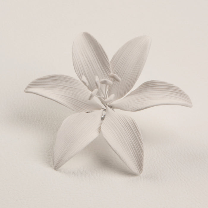 Realistic white stargazer lily sugar flower for professional cake decorating by Caljava Wholesale Bakery Supply