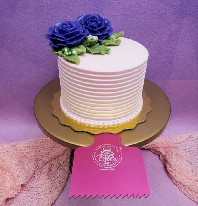 Stainless Steel Cake Comb by Caljava – Perfect for adding detailed textures and designs to buttercream cakes. Durable, professional-quality cake decorating tool