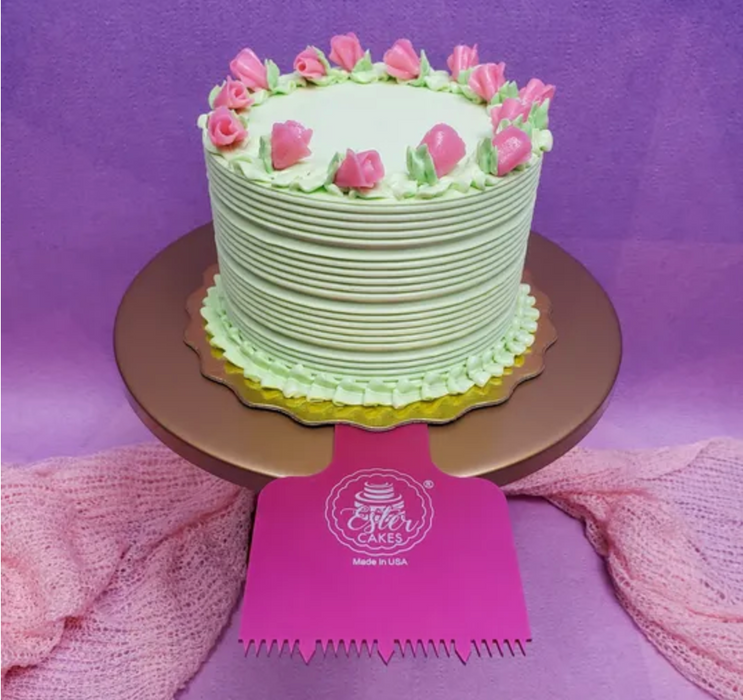 Stainless Steel Cake Comb by Caljava – Perfect for adding detailed textures and designs to buttercream cakes. Durable, professional-quality cake decorating tool