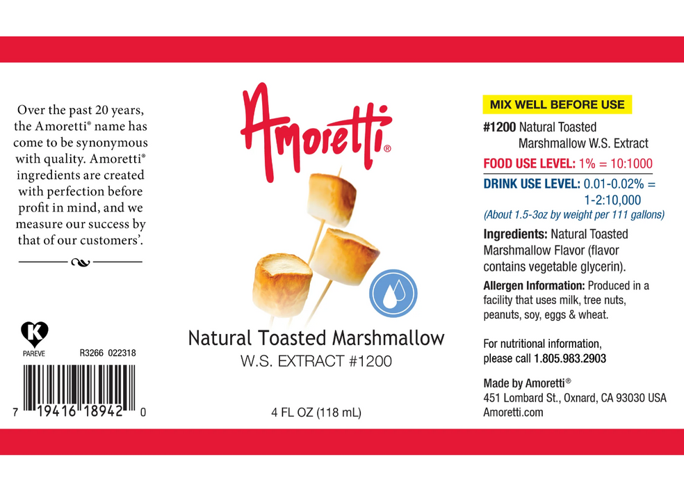 Toasted Marshmallow Extract Water Soluble by Amoretti