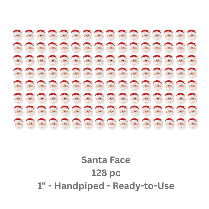 Small Santa Face Royal Icing Cake & chocolate, Cupcake Toppers (Bulk 128 ct) | Caljava