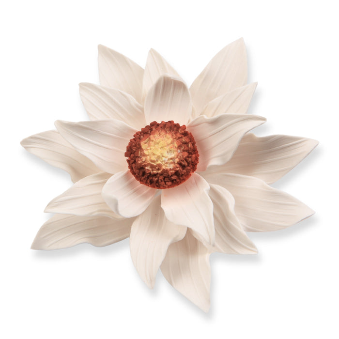 White chrysanthemum sugar flower cake topper made from gum paste from Caljava