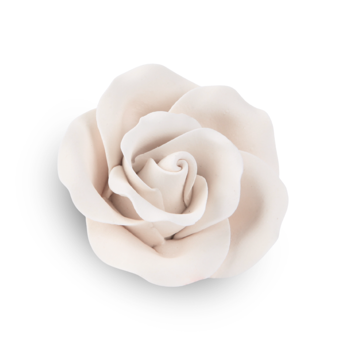 Delicate white rose sugar flower ideal for decorating wedding cakes