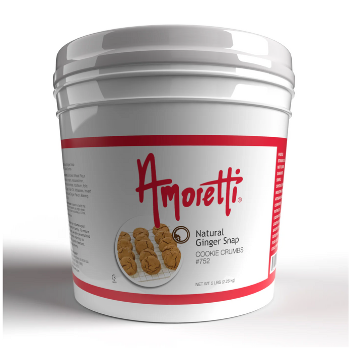 5 lb bulk tub of Amoretti Ginger Snap cookie crumbs for commercial bakeries and ice cream shops.