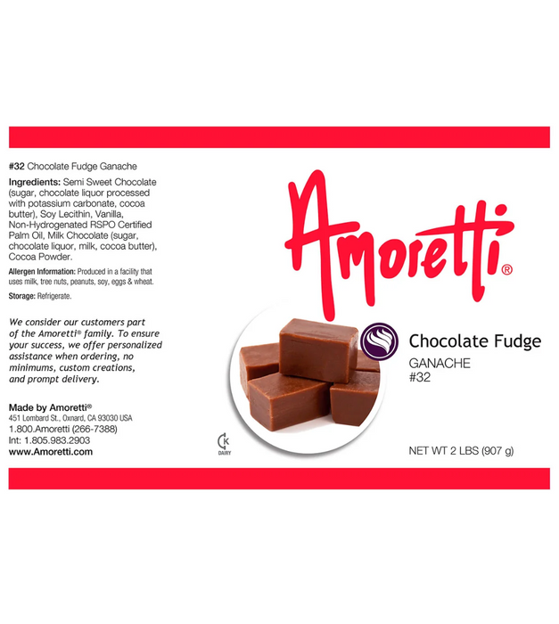 chocolate-fudge-ganache ingredients label and nutrition