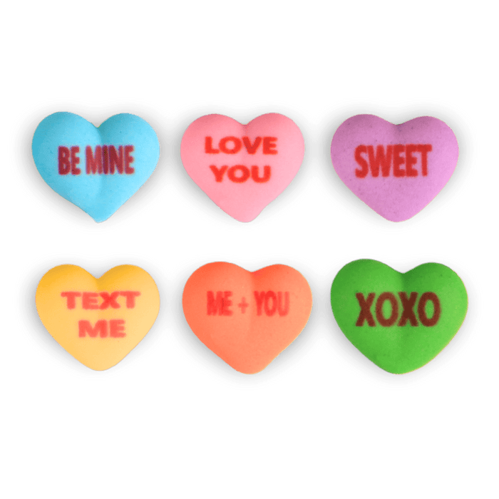 Conversation Hearts Royal Icing Decorations (Bulk) - CaljavaOnlineY8004Cupcake Decorations