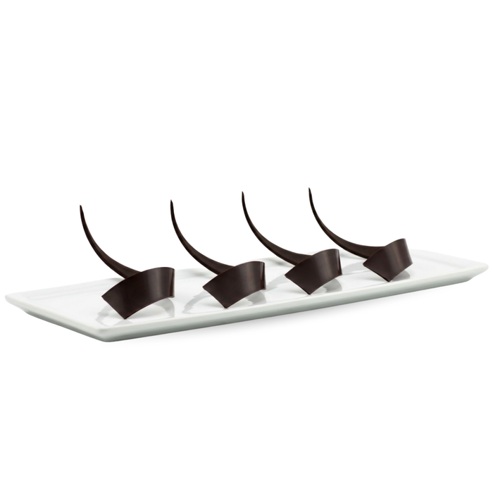 5-inch dark chocolate long curls for bakery cake toppers and catering dessert plating