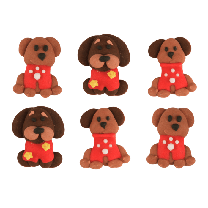 Dog with Holiday Sweater Royal Icing Decorations (Bulk) - CaljavaOnlineY2436Cupcake Decorations