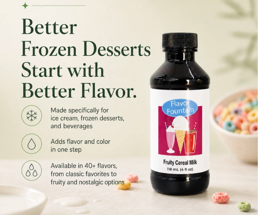 Specialty dessert cocktail flavored with LorAnn Fruity Cereal Milk liquid extract