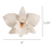 dimensions diagram showing a 4 by 3.25 inch white gumpaste Cattleya orchid cake topper.