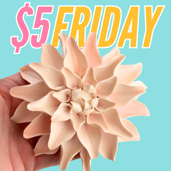 Handmade 4.75-inch apricot gumpaste dahlia sugar flower cake topper for wedding cake decorating by Caljava
