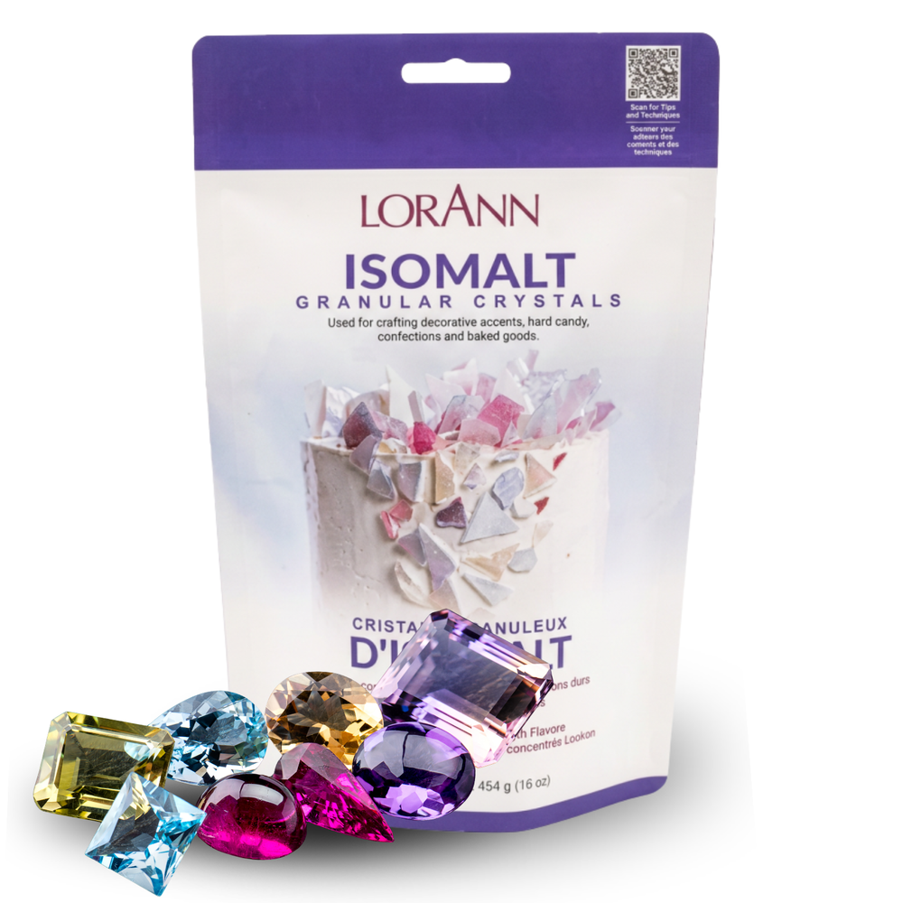 Crystal clear non-crystallizing isomalt sugar gems and cake decorations crafted with LorAnn Isomalt