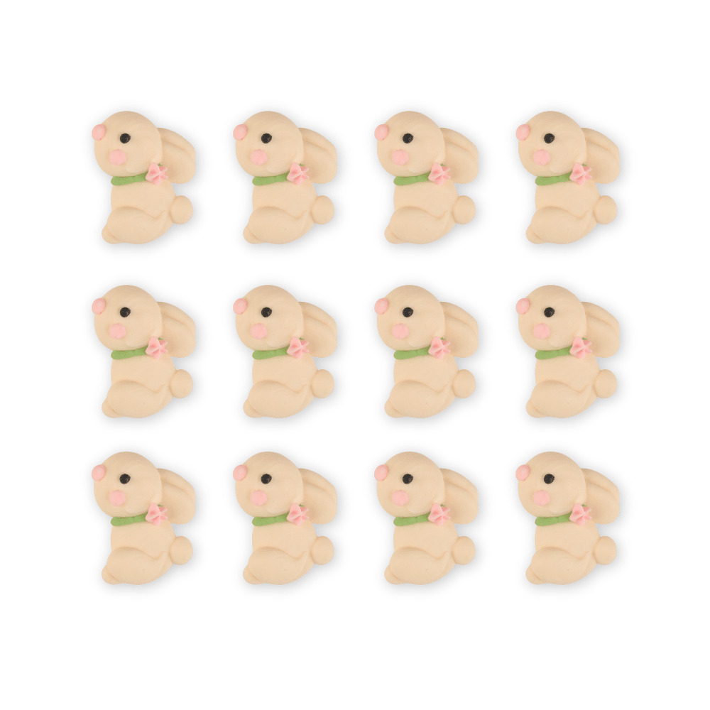 Mini Bunny Looking Up Royal Icing Decorations (Bulk) - Beige - CaljavaOnlineY1935WHTCupcake Decorations