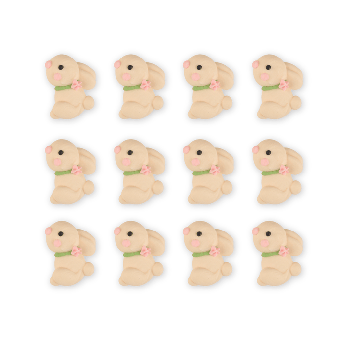 Mini Bunny Looking Up Royal Icing Decorations (Bulk) - Beige - CaljavaOnlineY1935WHTCupcake Decorations