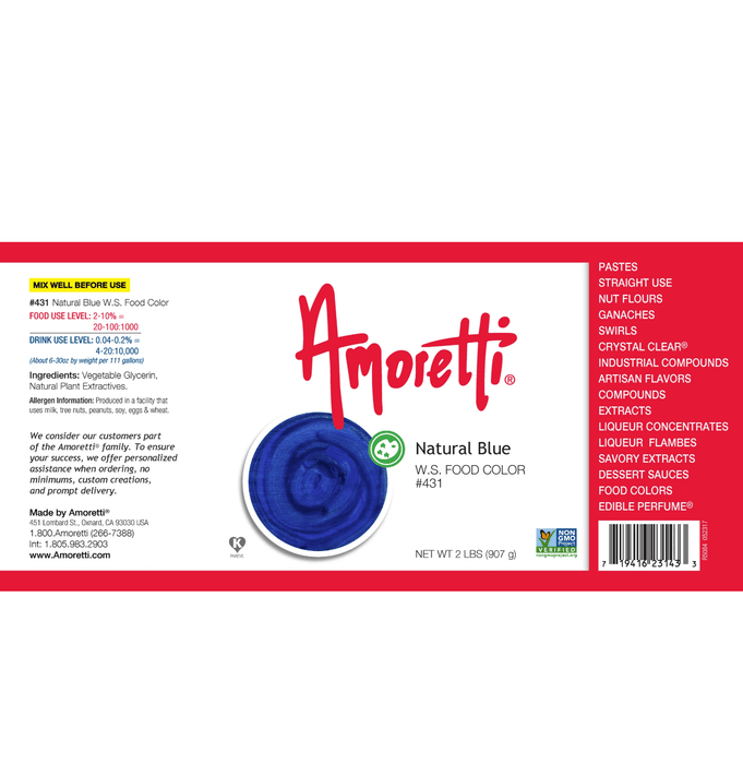Natural Blue Food Color - Water Soluble by Amoretti - CaljavaOnlineAMRTI-431-2OZColors