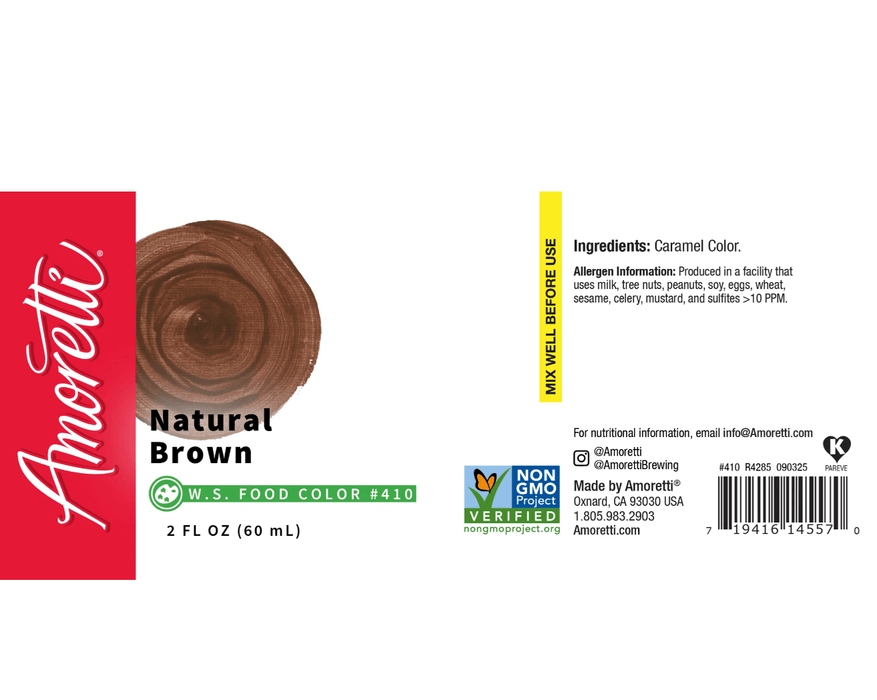 Natural Brown Food Color - Water Soluble by Amoretti - CaljavaOnlineAMRTI-410-2OZColors