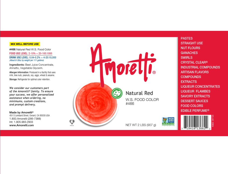 Natural Red Food Color - Water Soluble by Amoretti - CaljavaOnlineAMRTI-466-2OZColors