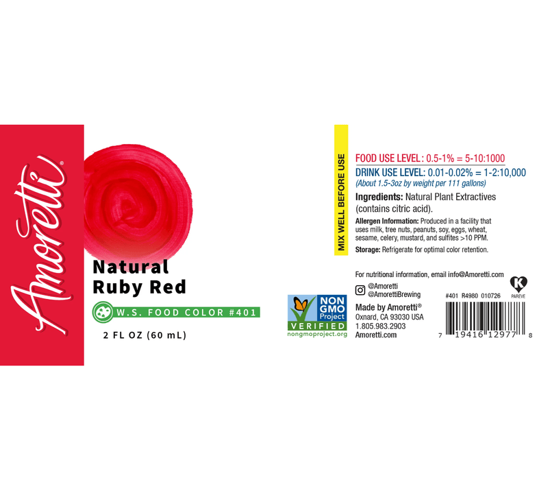 Natural Ruby Red Food Color - Water Soluble by Amoretti - CaljavaOnlineAMRTI-401-2OZColors