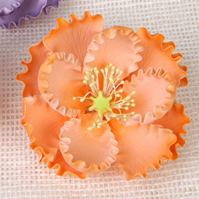 Peach peony gumpaste sugar flower decorating a buttercream cake design wholesale cake supply by Caljava