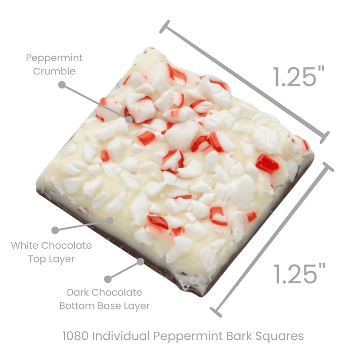 Peppermint Bark Squares – 1.25" Dark & White Chocolate Holiday Treats (Bulk) - CaljavaOnline1193DW1Chocolate