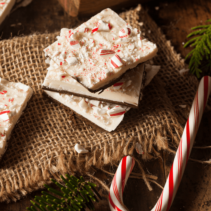 Peppermint Bark Squares – 1.25" Dark & White Chocolate Holiday Treats (Bulk) - CaljavaOnline1193DW1Chocolate