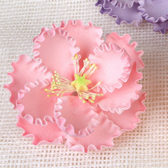 Pre-wired light pink peony sugar flowers designed for cake shops and production bakeries by Caljava