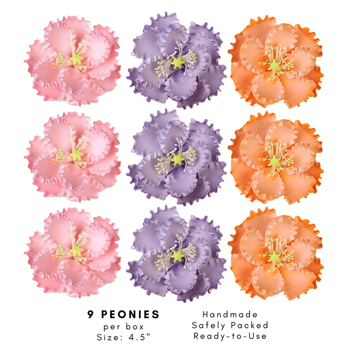 Professional mixed colors of peony sugar flower for high-end cake decorating and weddings from Caljava