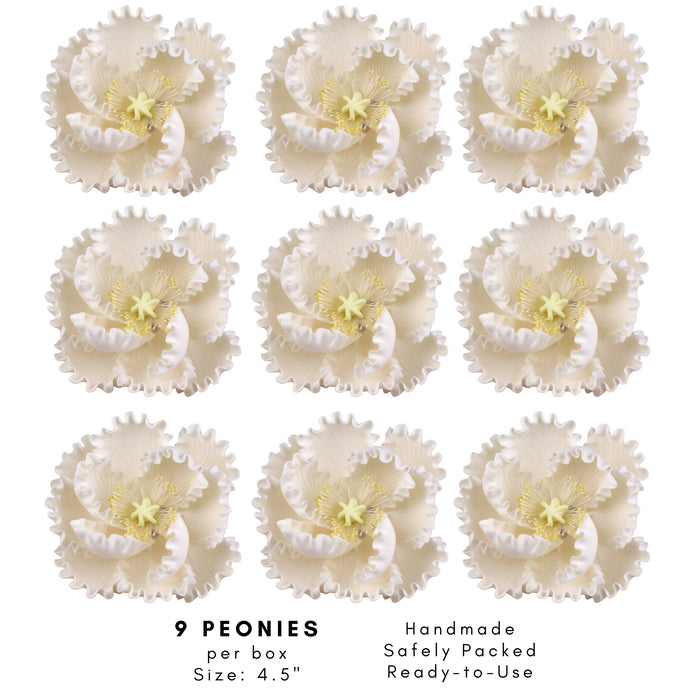 Professional white peony sugar flower for high-end cake decorating and weddings by Caljava