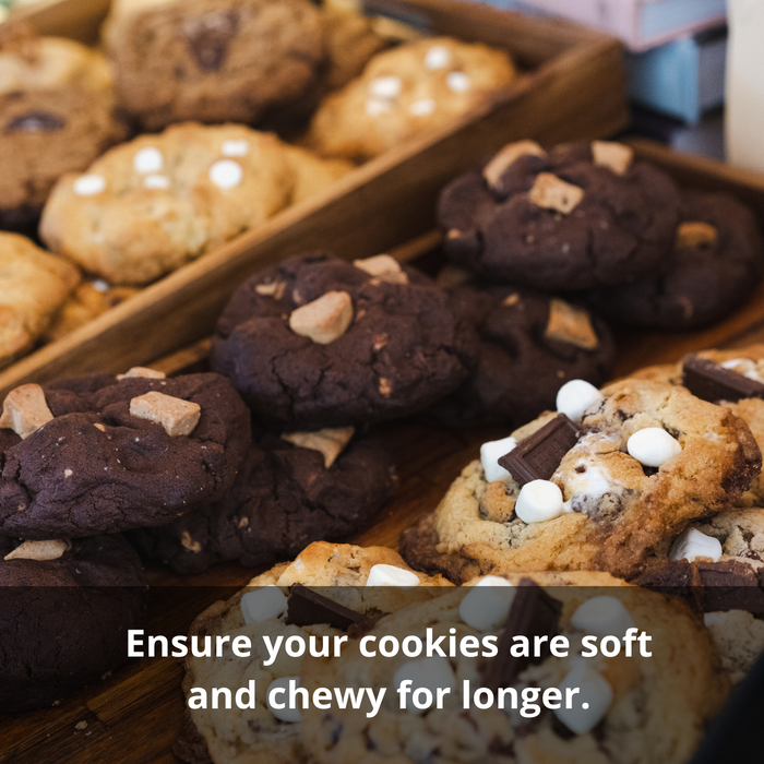 Freshly baked soft and chewy cookies made with LorAnn Invertase to prevent drying out